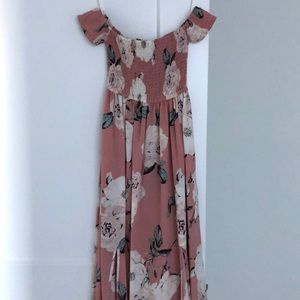 Pink floral maxi dress